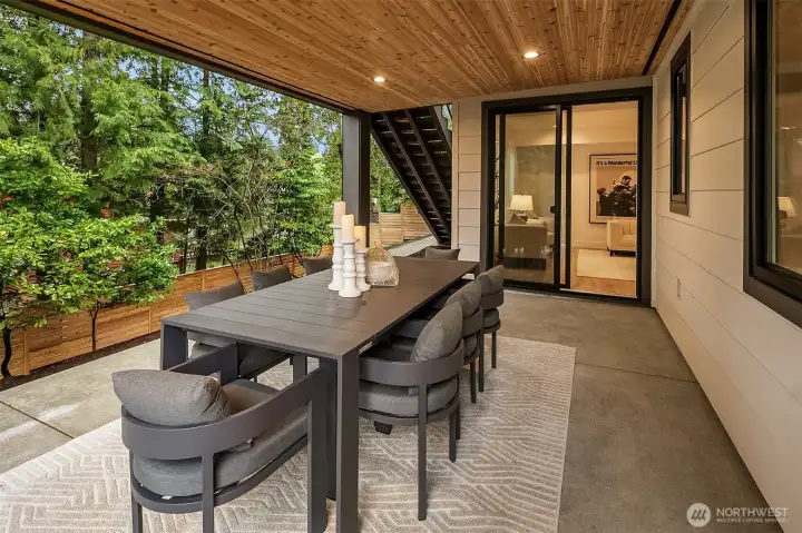 Lower level covered outdoor space to enjoy year round.