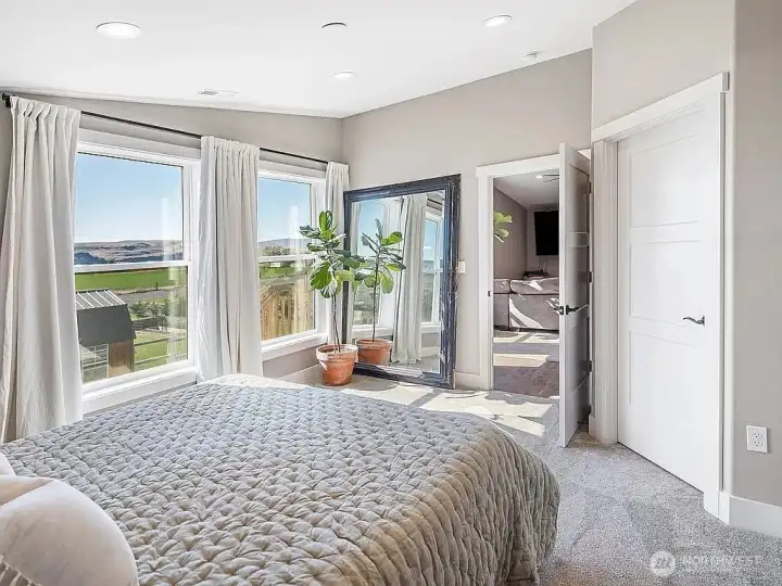 Master bedroom with walk in closet and incredible views.