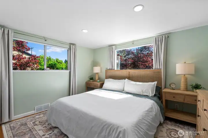 This is the main bedroom, it fits a king-sized bed.