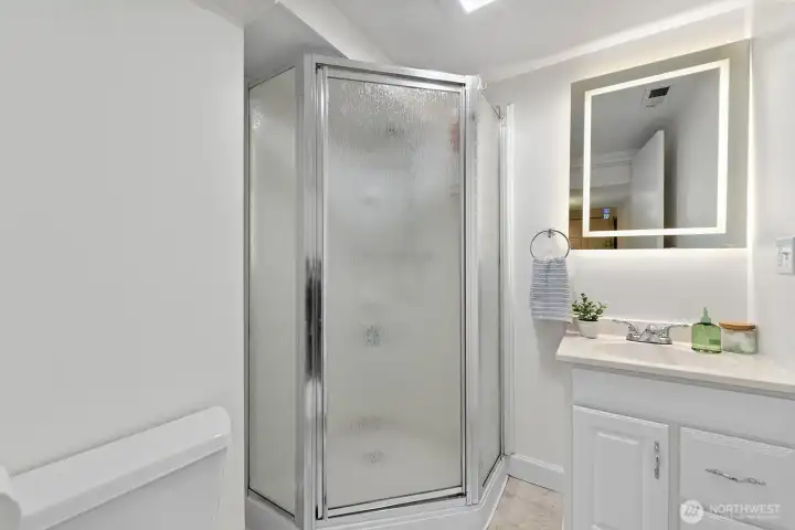 This is the 3/4 bath on the lower level.