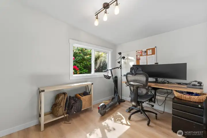 Outside, off of the 2-car garage is this great finished office space!