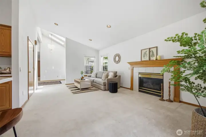 Looking across the family room toward the front entry.