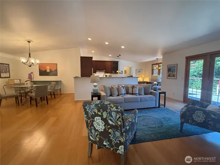 French doors lead out to spacious exotic hardwood deck. French doors lead out to spacious exotic hardwood deck.