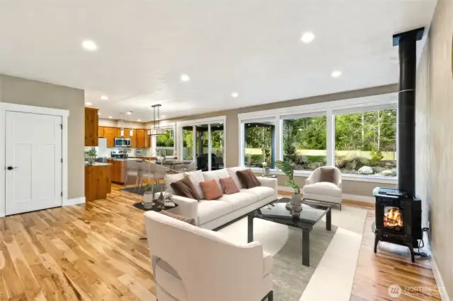 Virtually staged great room.