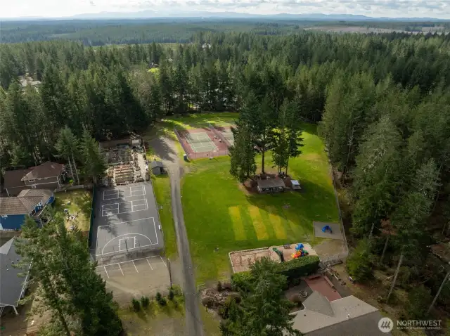 Tennis, Pickleball, playground, basketball courts, horseshoes, picnic areas, community gardens, and more!