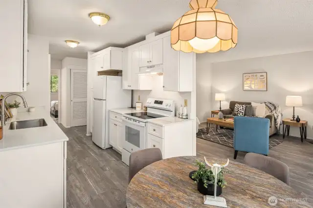 Brand new kitchen with new dishwasher, countertops, sink, faucet, garbage disposal