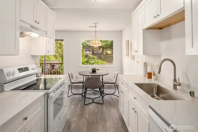 Brand new kitchen with new dishwasher, countertops, sink, faucet, garbage disposal