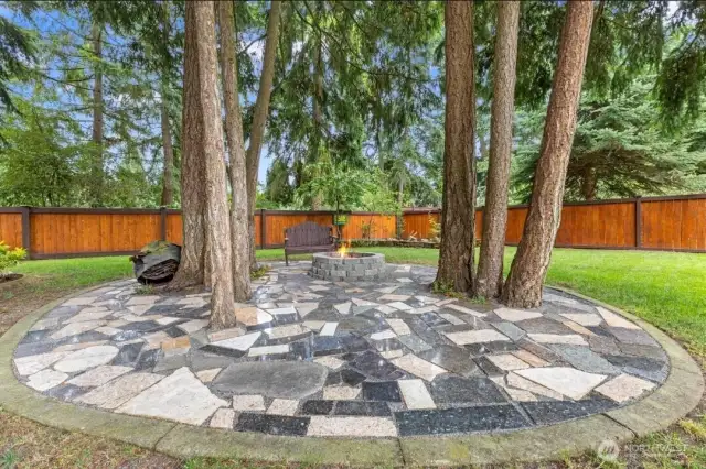 Outdoor firepit with granite cutoffs