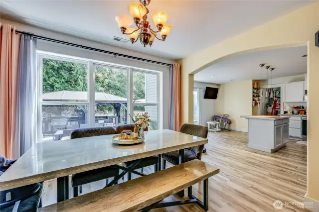 Dining room with new, larger windows
