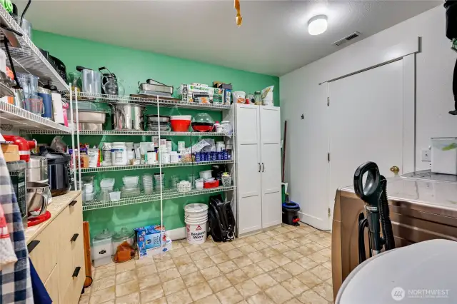 Extra-large pantry/utility room. Washer and Dryer are on the right.