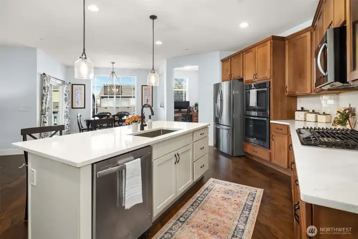 new countertops, stainless steel appliances & a double oven