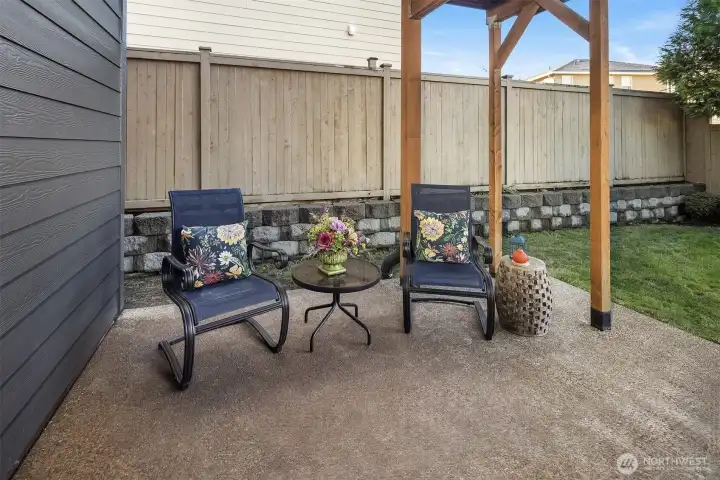 covered patio in basement.  Add a hot tub and enjoy the privacy below