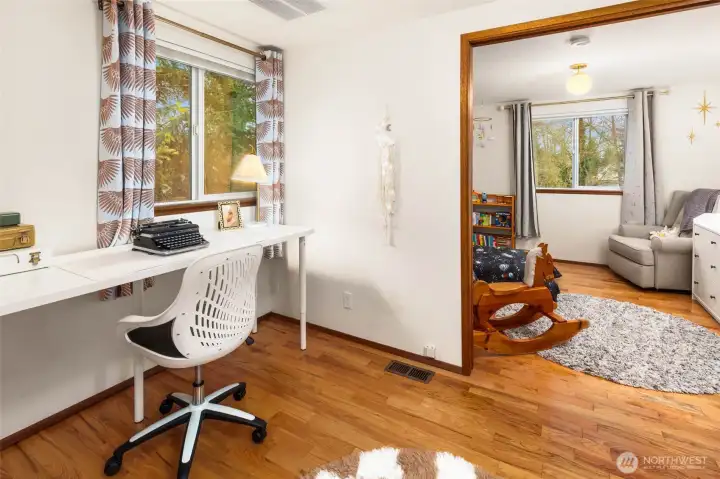 This bedroom can be opened up into the adjacent bedroom to make a connected space if so desired.