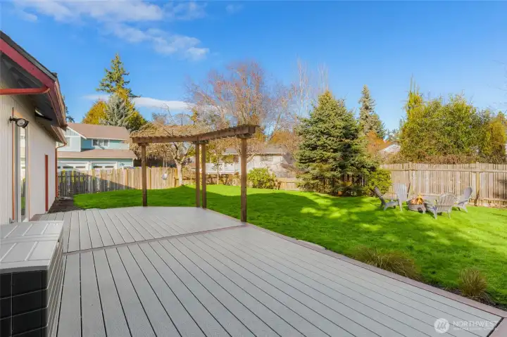Dine and lounge on this large Trex deck.