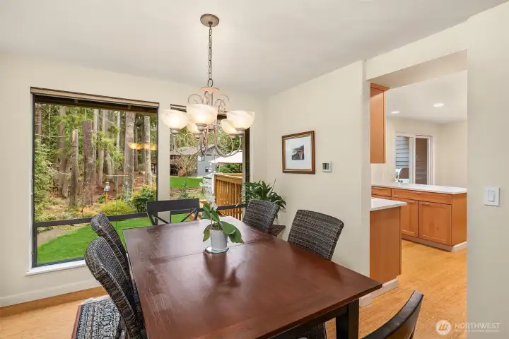 Light-filled dining room just off the kitchen.