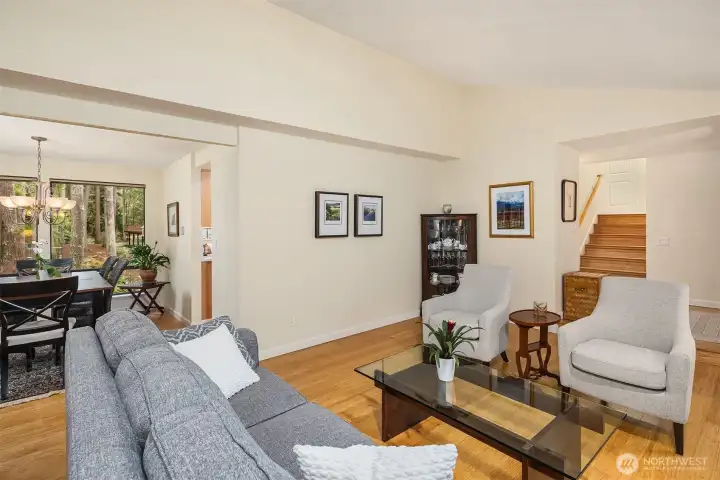 Genuine, sustainable bamboo flooring flows throughout the main living areas.