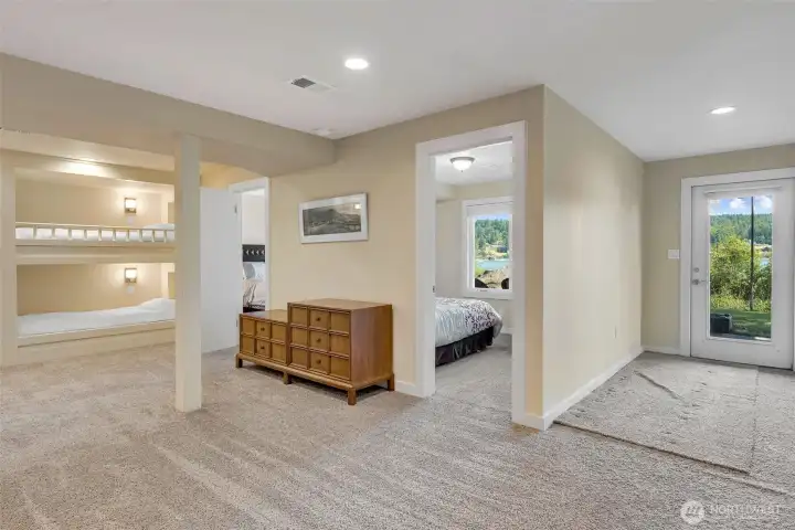 Downstairs with separate entrance, bunkroom and two bedrooms.