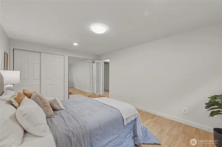 Two closets provide ample storage.