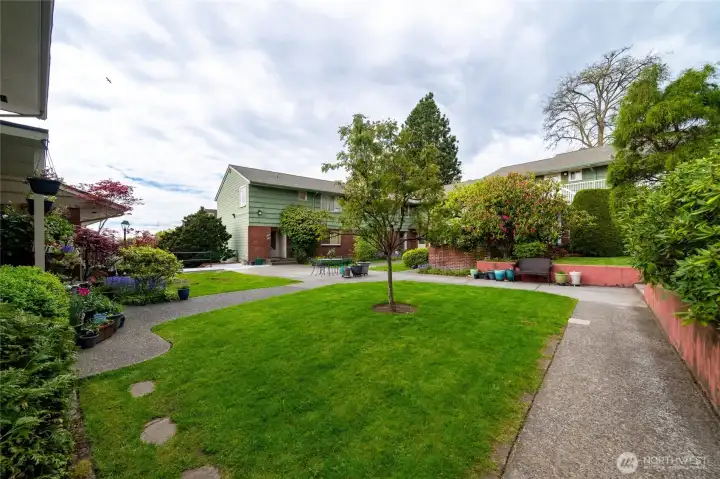 Looking at on of the courtyard spaces in the complex. You'll find lots of mature landscaping here.