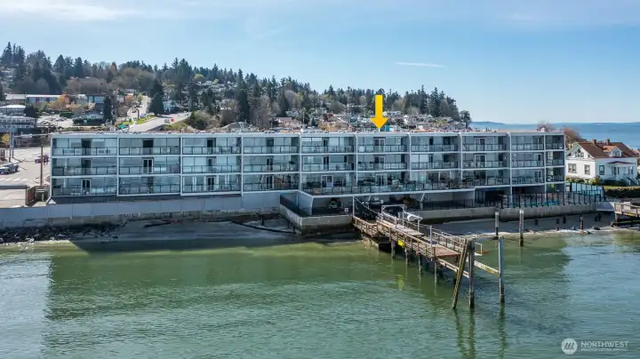 Yellow arrow shows unit #405 One of a kind location!
