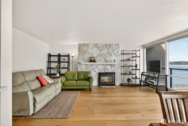 Gas fireplace in living room to keep you comfortable.