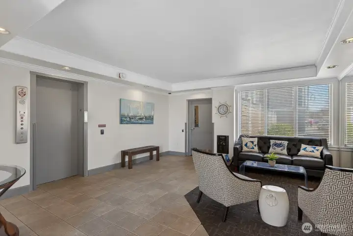 Comfortable updated lobby to great guest.