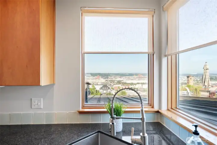 Mount Rainier view from the kitchen sink