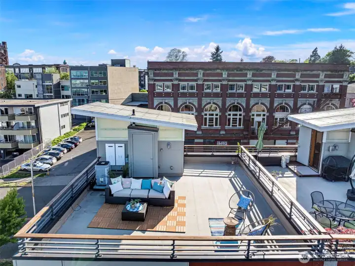 Expansive roof top deck is plumbed for gas - ideal for entertaining