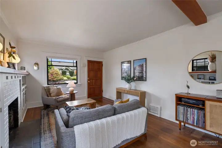Oak hardwood floors on in the shared spaces.