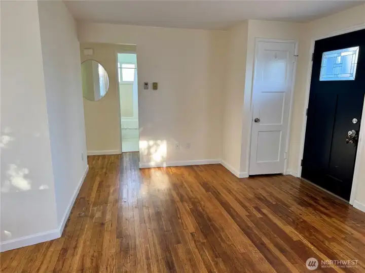 Beautiful hardwoods grace all the rooms other than the bathroom...and that is ceramic tile!