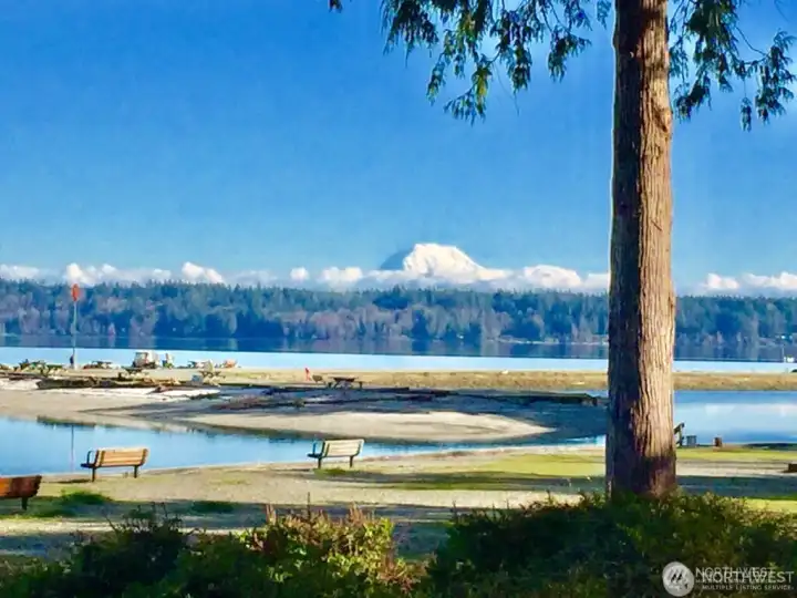 Mt Rainier from North Beach accross end of spit