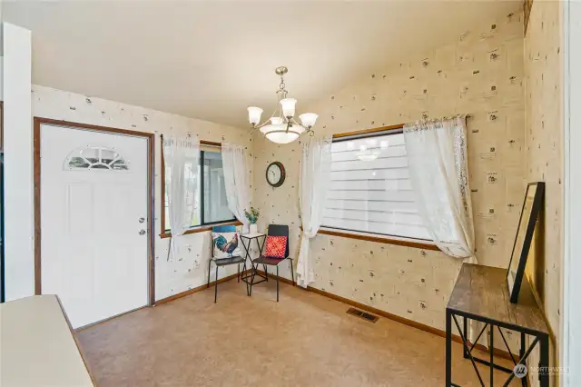 Front door with table nook.