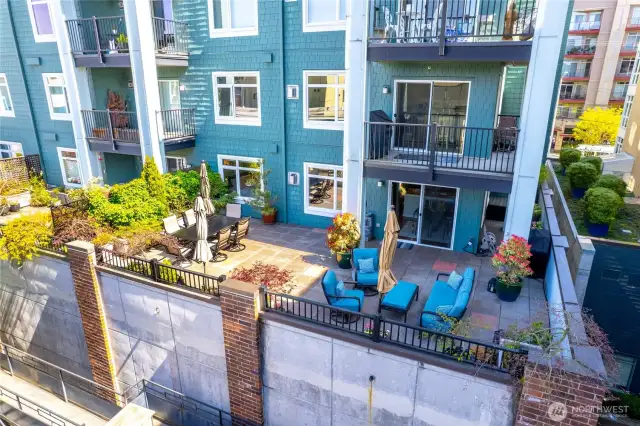 Drone view of the GIANT private patio