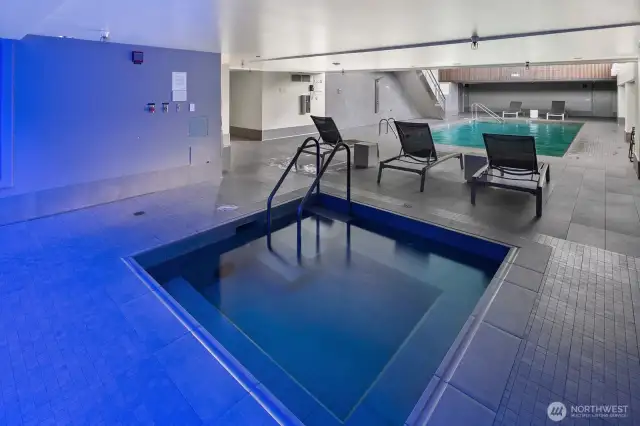 Spa with very cool vibe from the lighting.