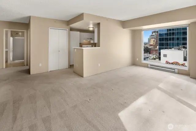 Looking back towards kitchen from living room.  Wonderful views out the side window.