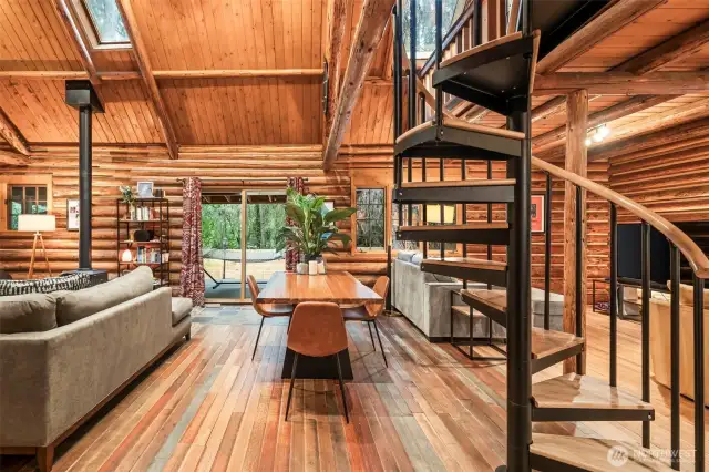Spiral staircase to loft/office