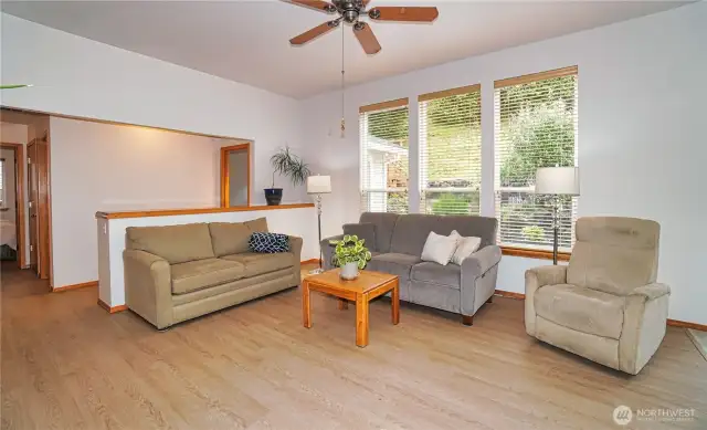 Great room. note ceiling fan