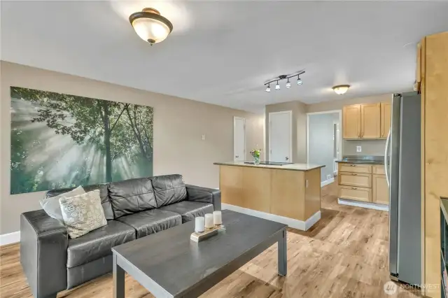 Another view from the family room toward the kitchen.