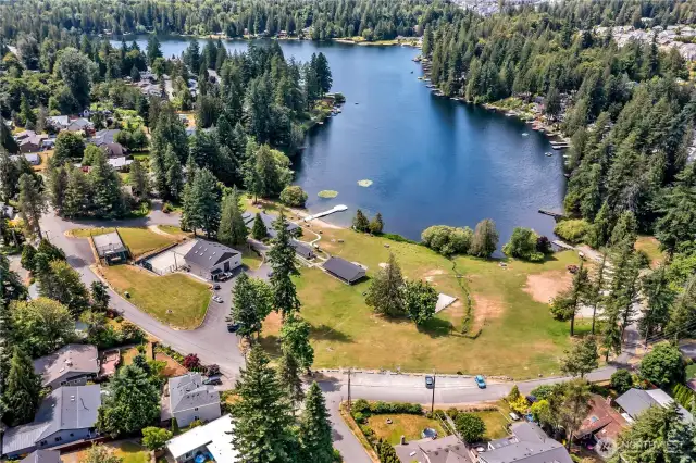 Beautiful aerial view of Pipe Lake and the Cherokee Bay community.