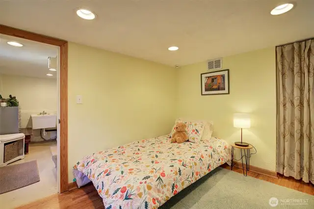 Downstairs bedroom is perfect for a full bed.