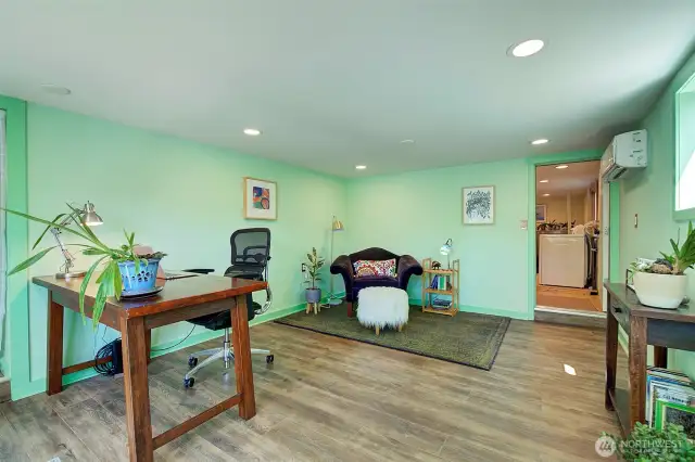 This is a large space and would be perfect for working from home, hobbies, or workout space.