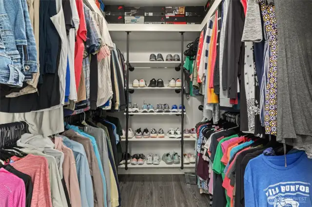 Walk-in closet off the primary bathroom.