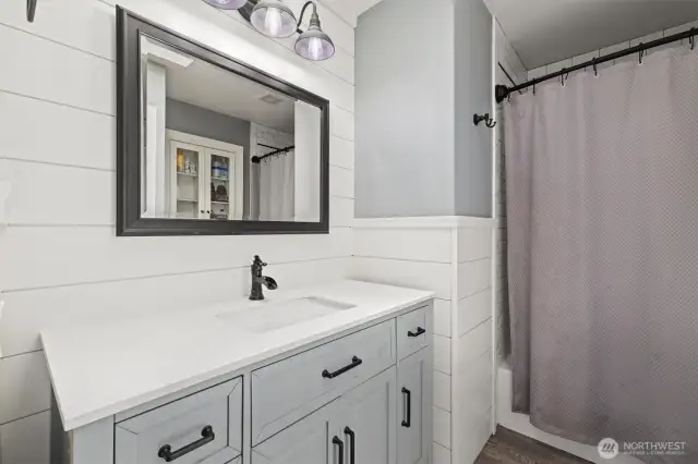 Remodeled upstairs hallway bathroom.