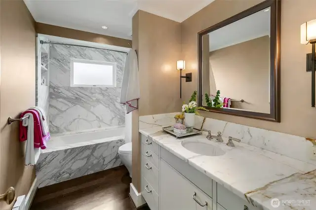 Shared hall bathroom located on the second floor.