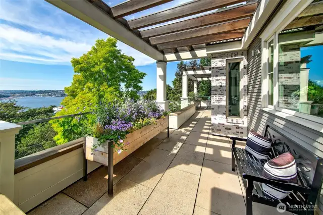 This balcony is accessed from the dining room on the main level.