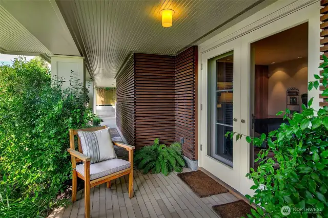 One of the covered private patios found in the lower level.