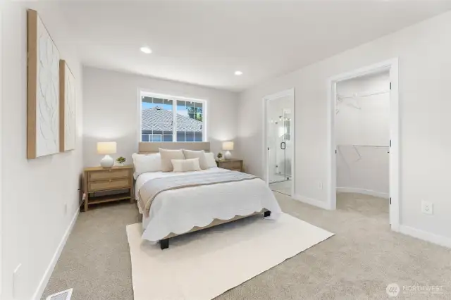 Primary bedroom and walk in closet