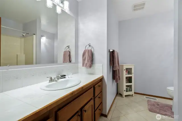 The hall bathroom complete with a full tub-shower just out of view.