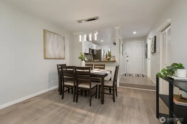 Spacious dining area looking towards the front door