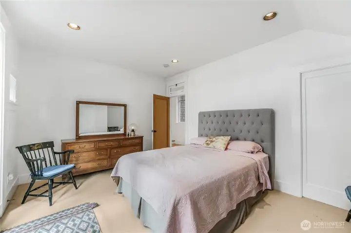 The second bedroom has a Juliet Balcony and large closet.